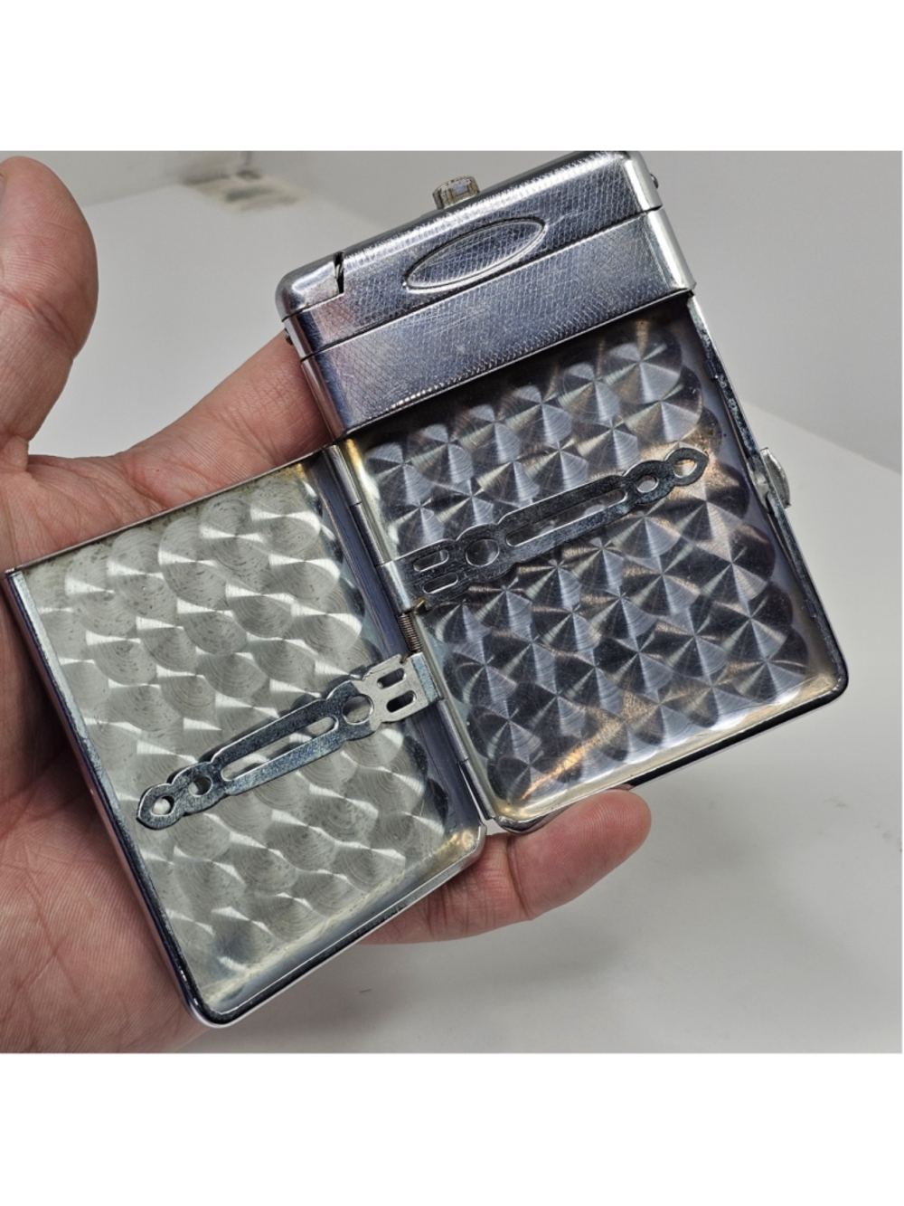 Vintage Dad Cigarette Case Lighter Combo Chrome Tone Monogrammed